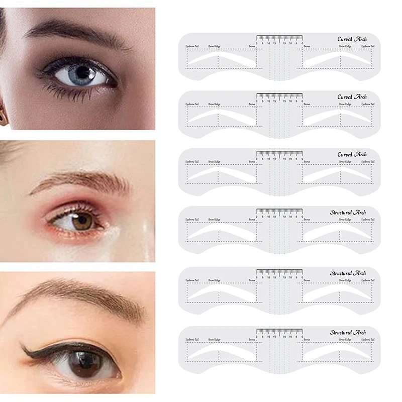 3/10Pcs Reusable Eyebrow Stencil Soft Ruler Brow Definer Eye Brow Drawing Guide Styling Shaping Grooming Template Card