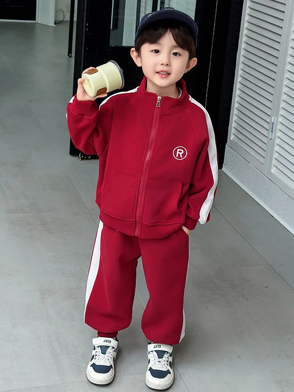 クールな春のセット-男の子用-ベビーファッション-ツーピース-韓国風スポーツウェア-春秋着用可能-通気性と耐摩耗性