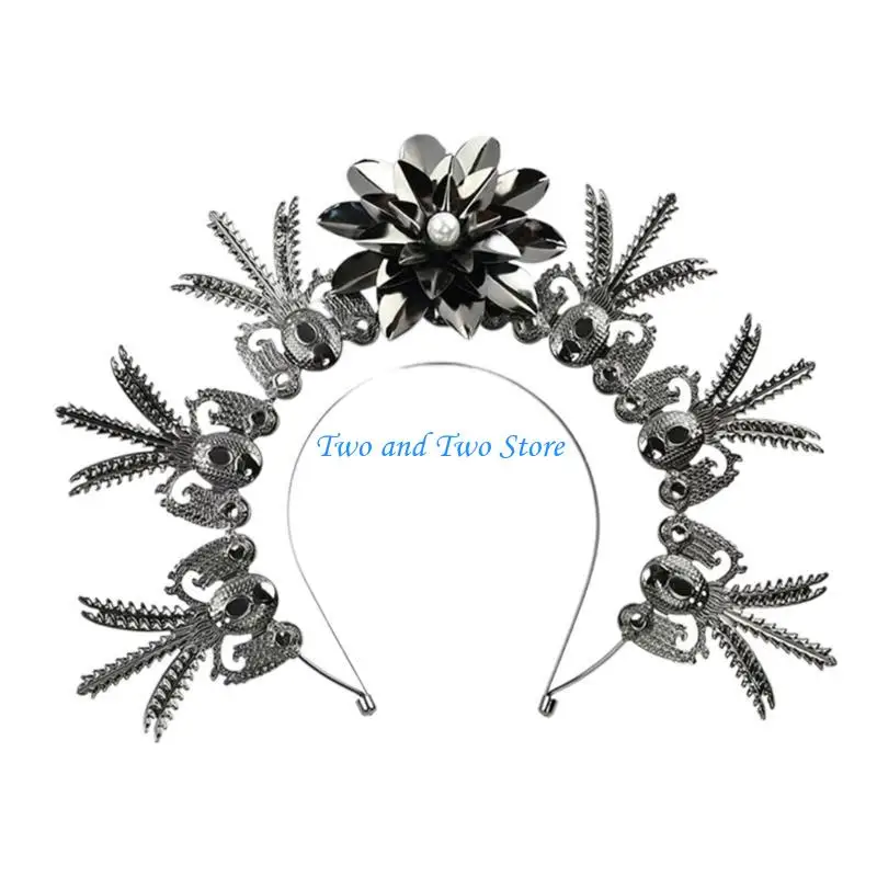

HX6F Halos Crown Headpiece Gothic Headdress Headband Women Hair Accessories