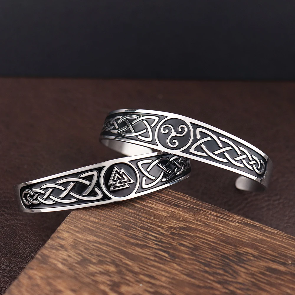 

Stainless Steel Classic Viking Adjustable Bracelet for Women Vintage Nordic Celtic Knot Bangle Fashion Scandinavian Jewelry Gift