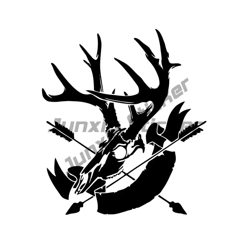 Hunting Head Hunter Deer Bow Arrow Car Sticker Vinyl Decal Black White