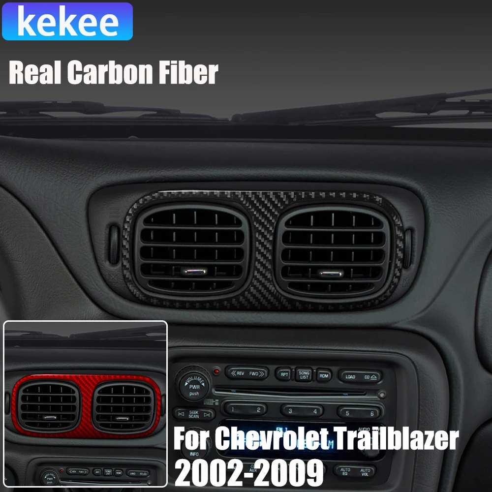 

Real Carbon Fiber Car Accessories Center Air Vent Trim Cover Soft Sticker For Chevrolet Trailblazer 2002 03 04 05 06 07 08 2009