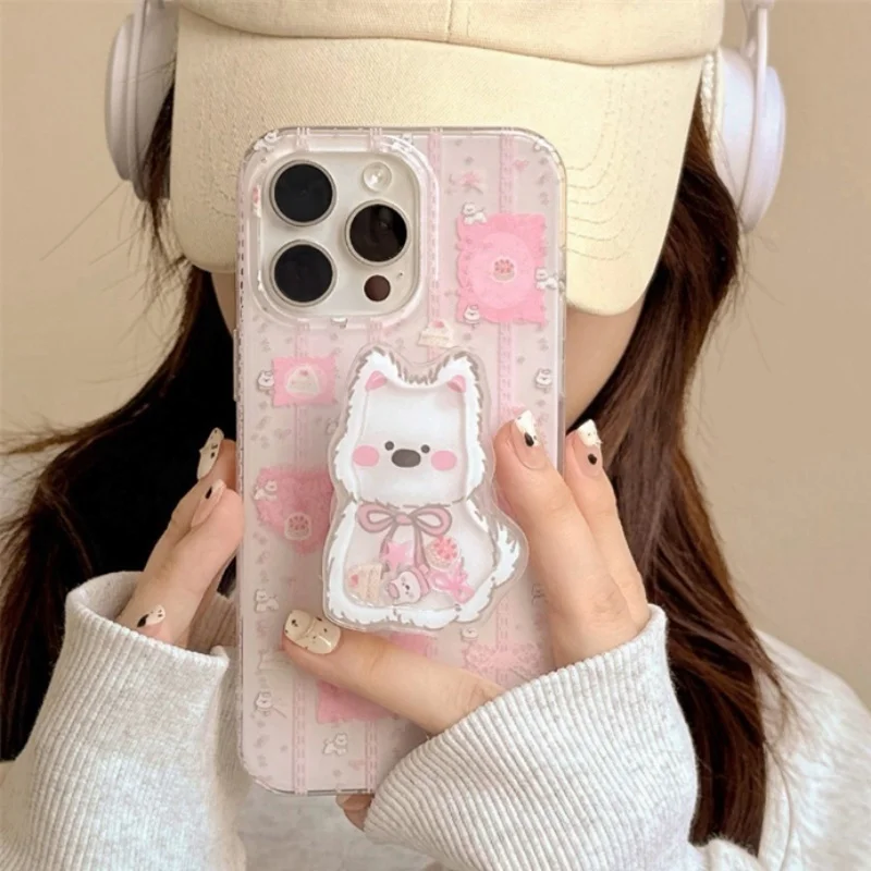 

Корейский мультяшный милый щенок Griptok, кронштейн для iPhone 15, 16, универсальные аксессуары для телефонов Samsung, держатель для телефона, ручка Tok, подставка