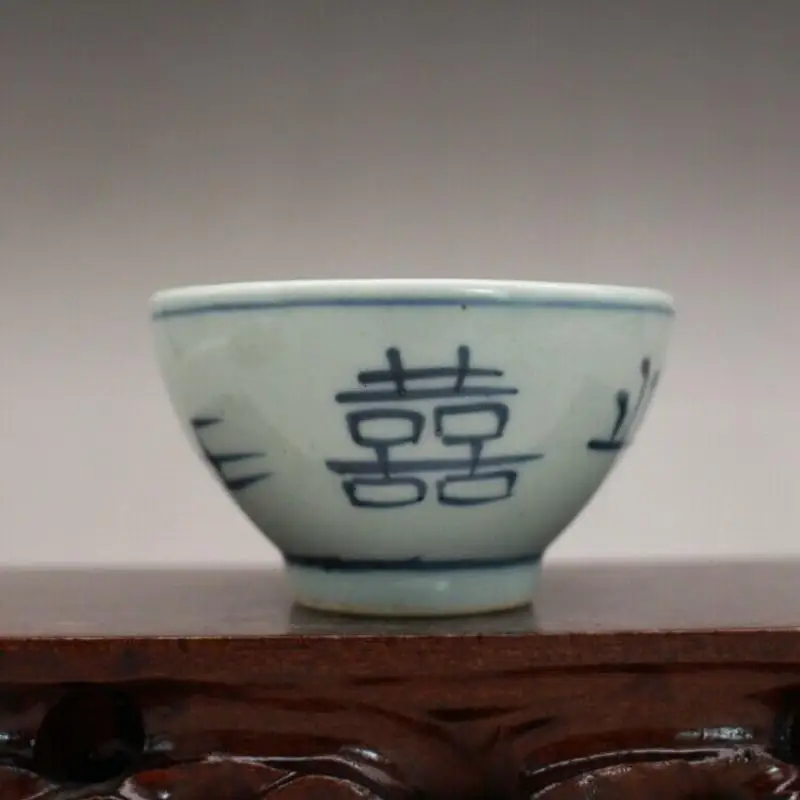 Chinese Blue and White Porcelain Qing Design Teacup Cup 3.15 Inch