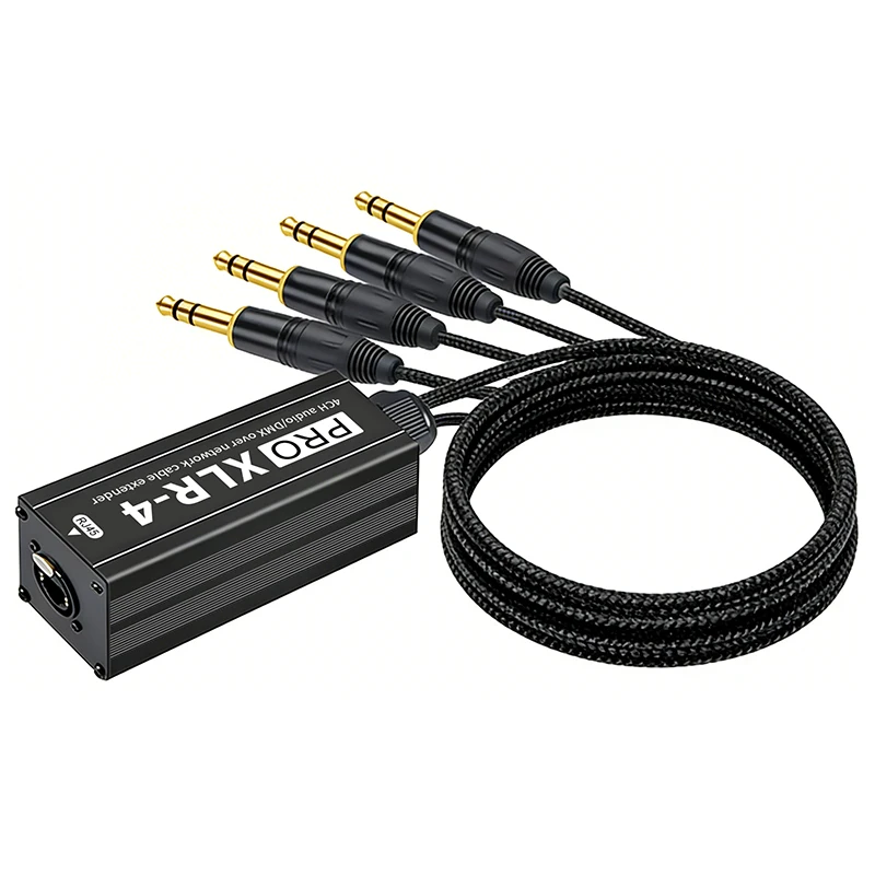 1Pair 4CH XLR to RJ45 Network Cable Extender, PRO XLR-4 Support Cat5e Cat6 for Microphone DMX512 Stage Light