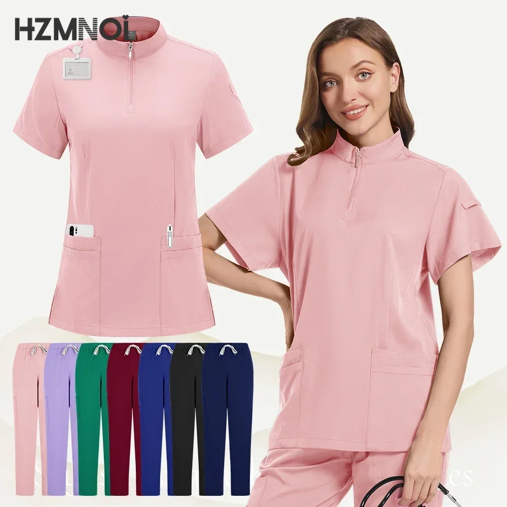 Kobiety Scrubs Akcesoria pielęgniarskie Mundur medyczny Unisex Slim Fit Komfort Kliniczne kobiety Sala operacyjna Mundur roboczy Kombinezon do