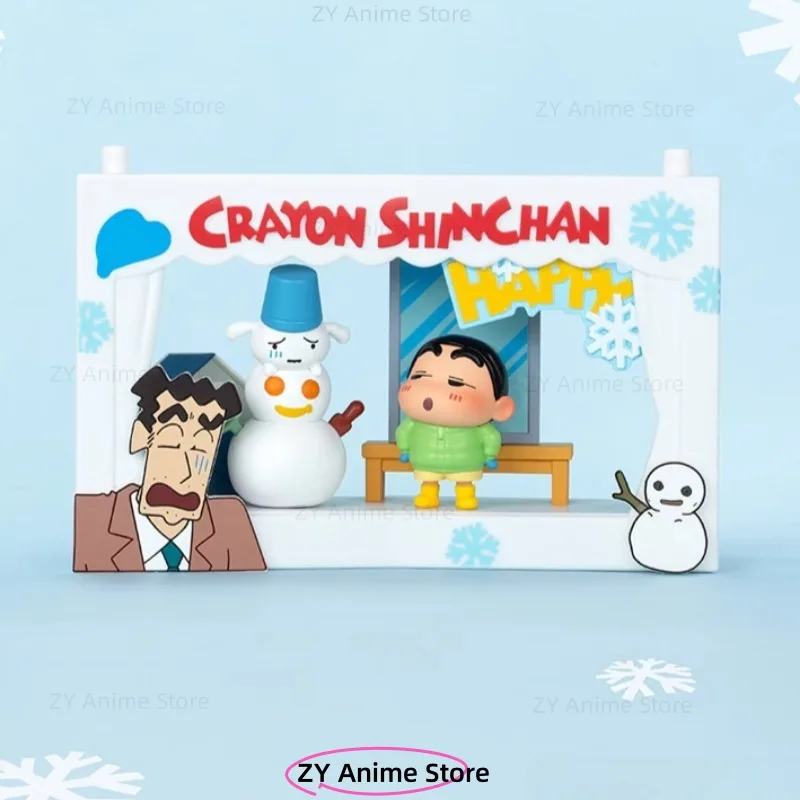 Crayon Shin-chan Living OwSeries Mystery Blind Box Scene, Jouets faits à la main, Décoration de bureau, Boîte surprise, Cadeau de vacances