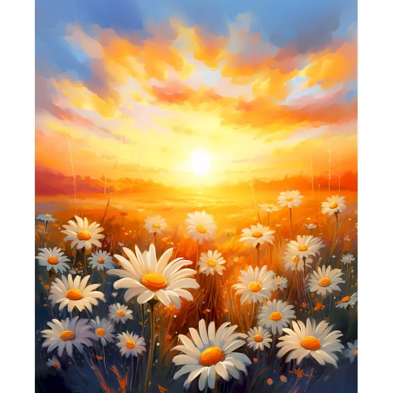 

GATYZTORY Sunset Flowers Painting By Numbers For Adults With Frame Kits Diy Crafts Marker By Numbers For Home Decors Wall Art