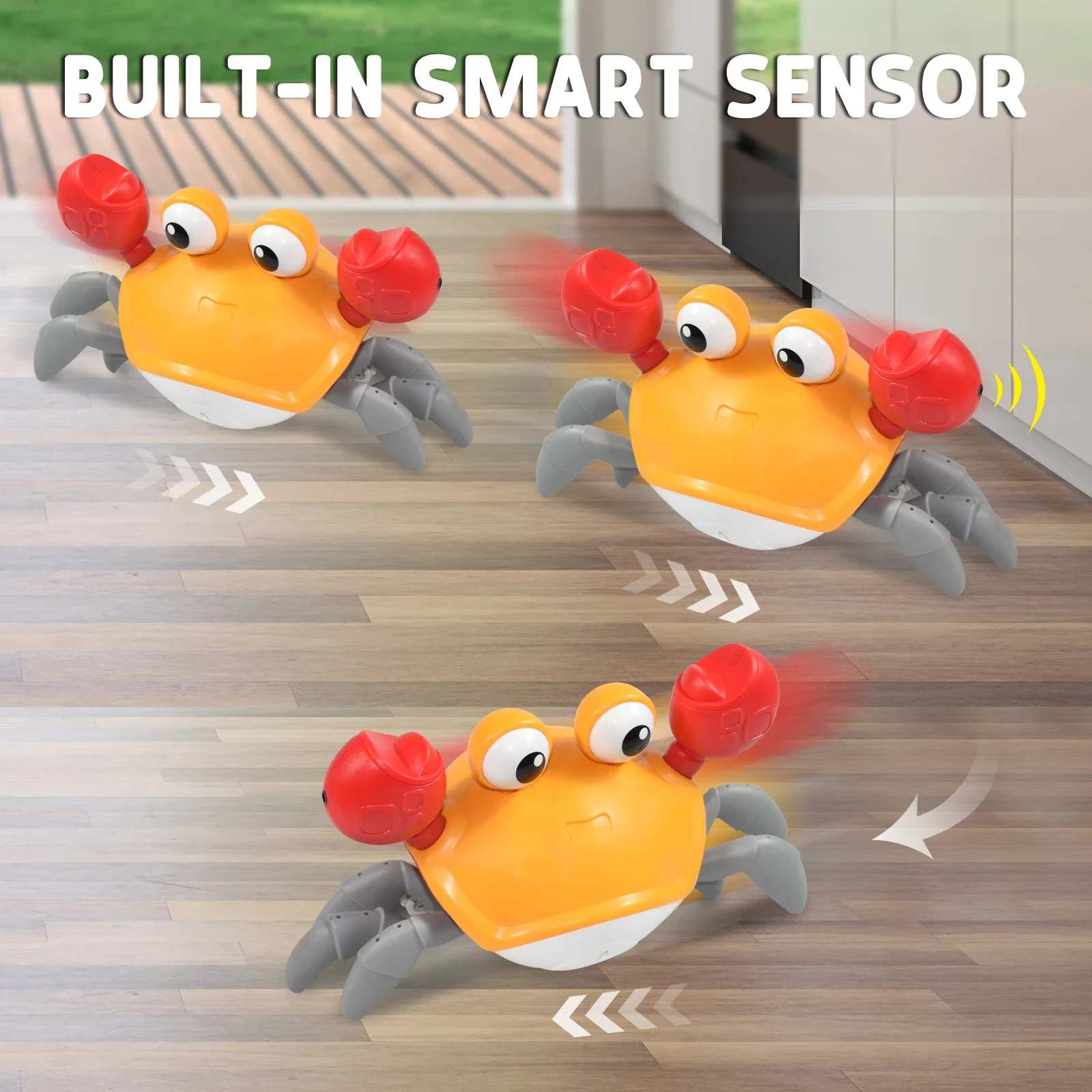 Induction Escape Crab Octopus Crawling Toy para crianças, animais eletrônicos, brinquedos musicais, educacionais, criança, brinquedo em movimento, presente de Natal