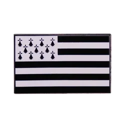Brittany flag Badge Enamel Pin Ermine canton & five black white stripes