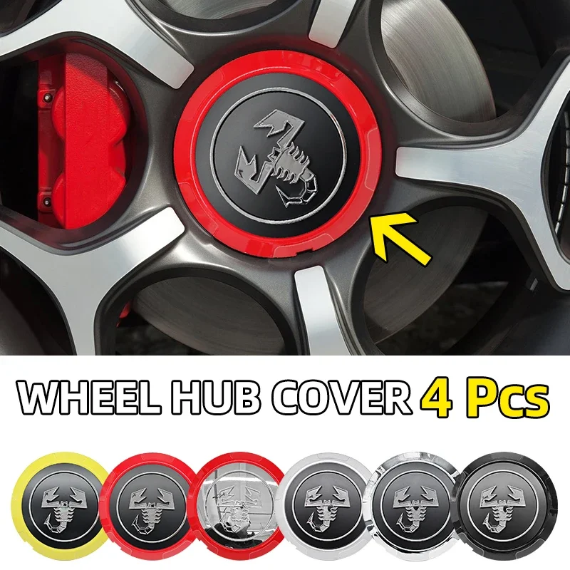 4 pçs 133mm centro da roda do carro hub caps emblema emblema para fiat abarth 500 500x marea multipla punto escorpião ducato bens estilo