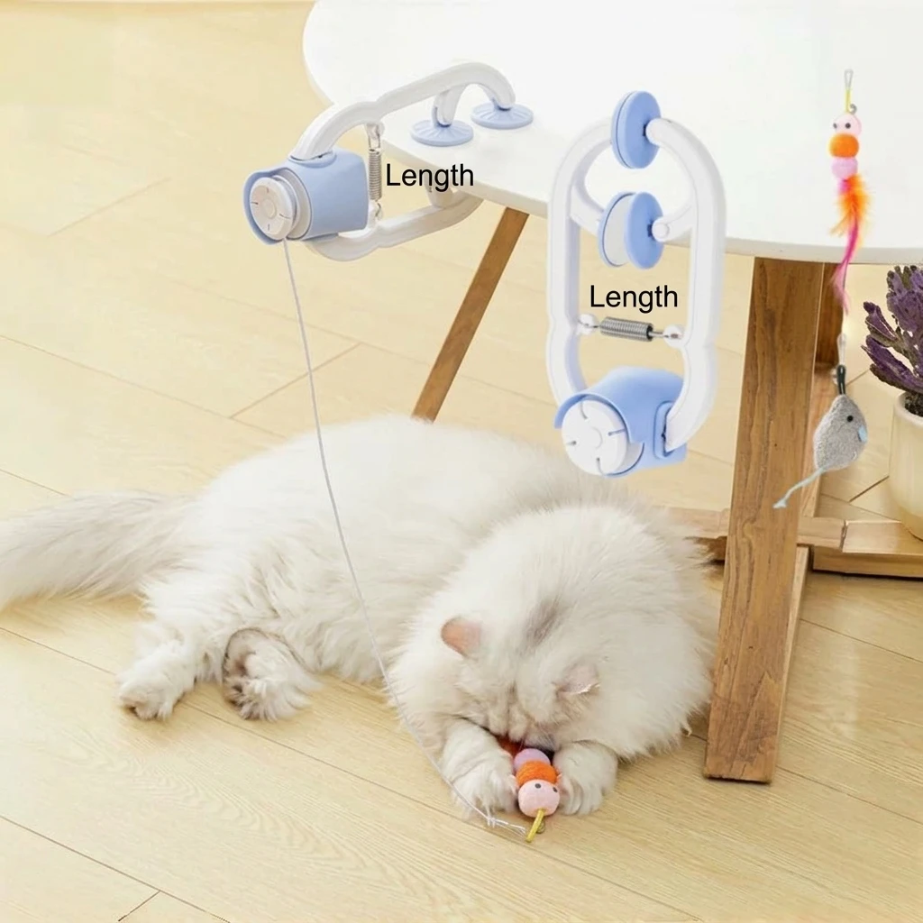 Electric Cat Toy ABS Interactive Feather Teaser Wand Automatic Lifting for Indoor Cats Self Play Exercise Activity Durable