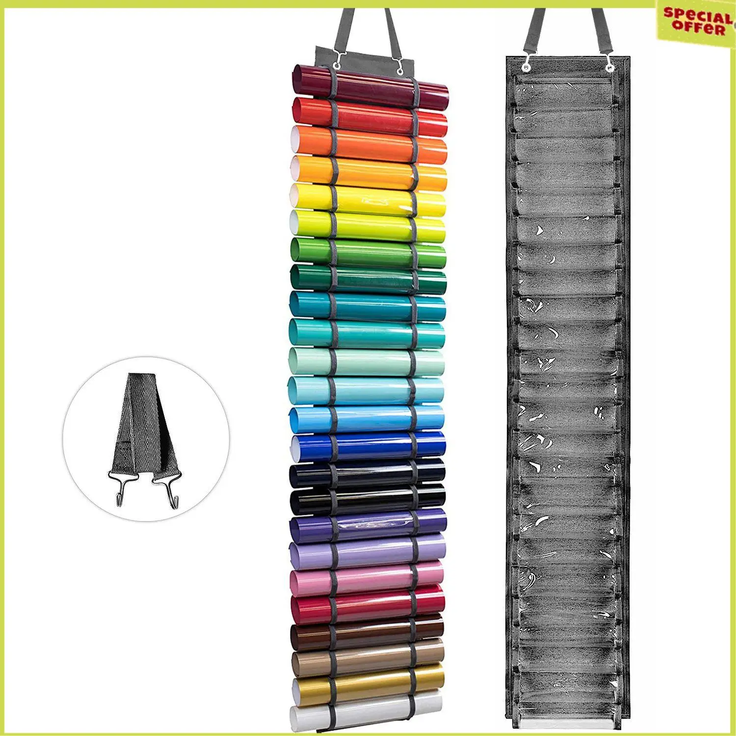 

A34R Vinyl Roll Holder Hanging Vinyl Storage Organizer Wall Mount Foldable Vinyl Roll Holder For Craft Room