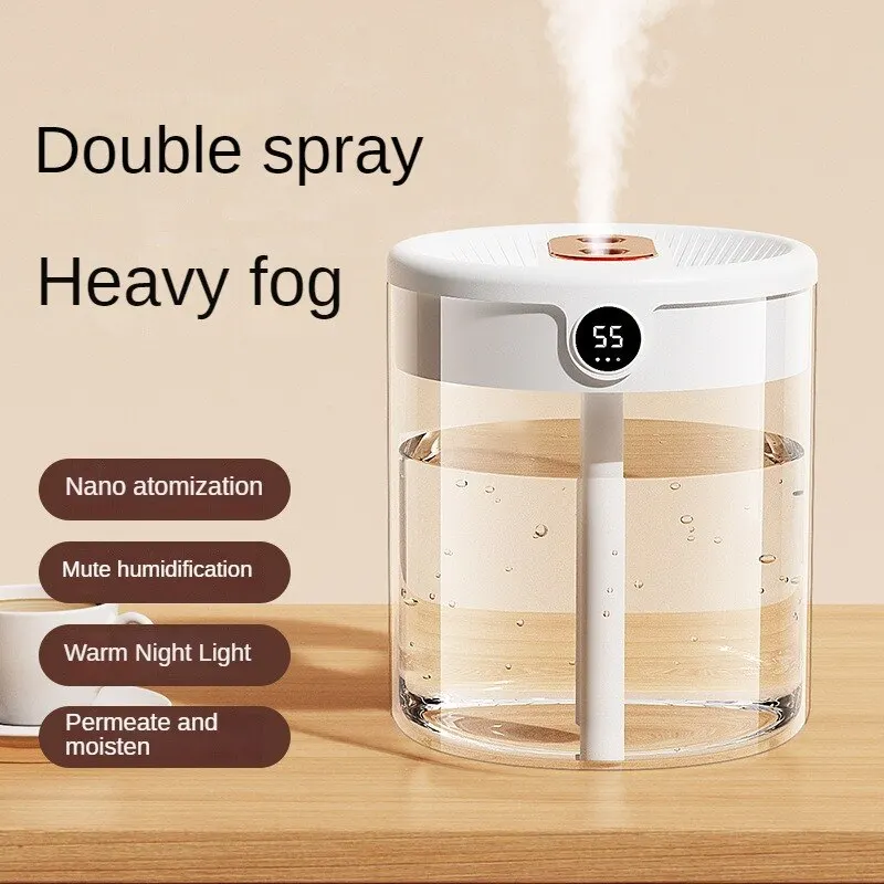 H2o Air Humidifier 2L Large Capacity Double Nozzle With LCD Humidity Display Aroma Essential Oil Diffuser For Home Portable USB