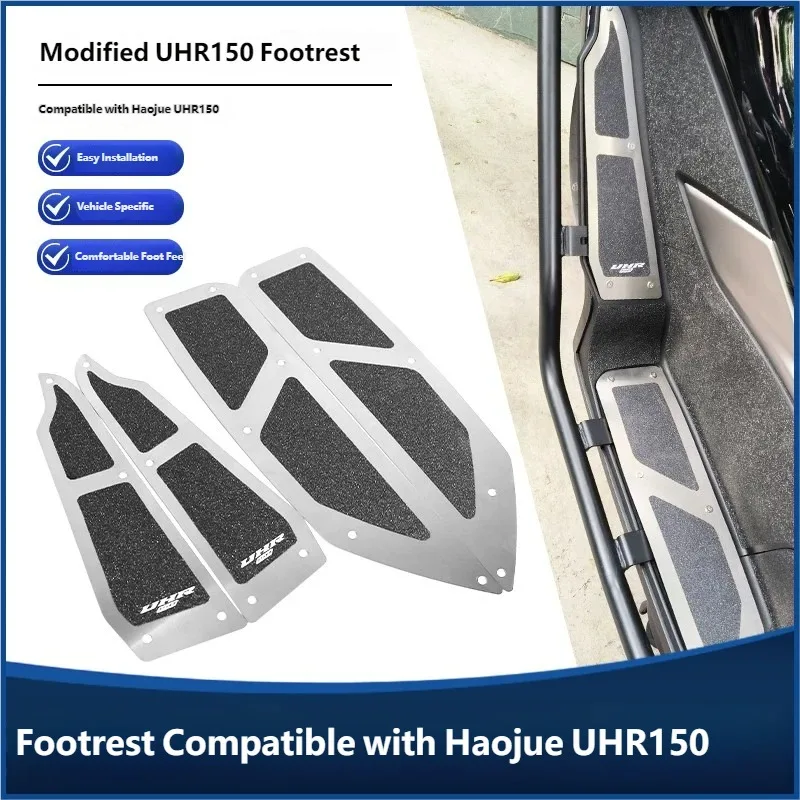 For CNC Stainless Steel Anti-Skid Motorcycle Foot Pedal Pad for Haojue UHR150 Matte Texture Stable Footrest Integrated Design