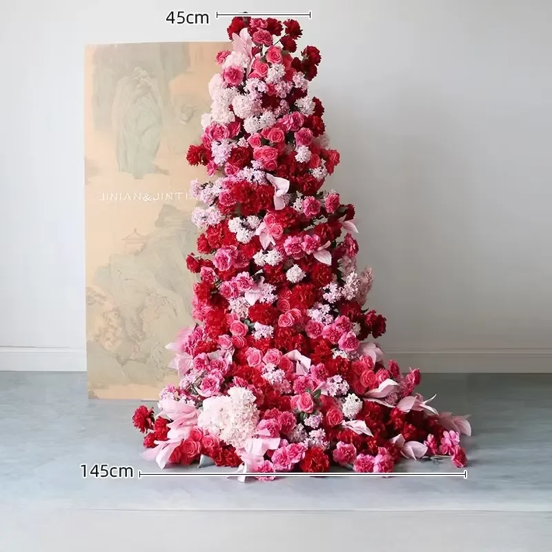 Artificial Rose Waterfall Wall Decor Silk Flower Hanging Garland for Wedding Party Store Window Display Background Landscape