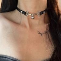 Vintage Y2K Necklace For Women Fashion Punk Pu Leather Choker Collar Chain Jewelry Goth Cool Stuff Couple Accessories N0485