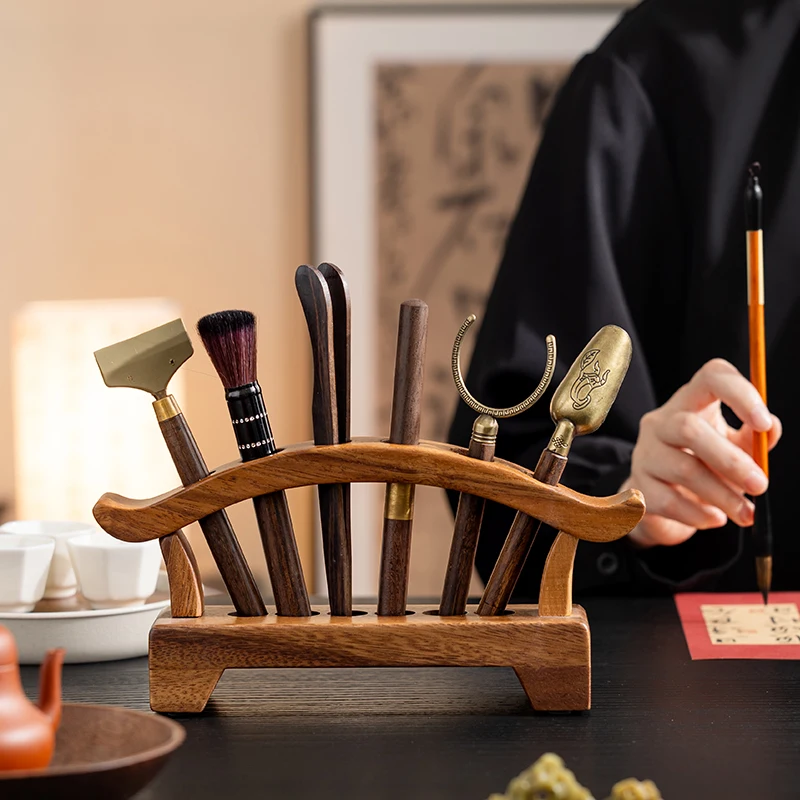

Walnut Tea Ceremony Shelf Six Gentlemen Set Accessories