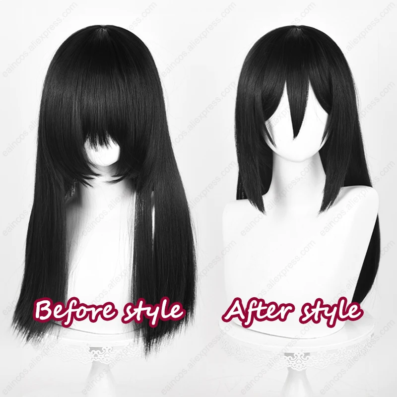 Mikasa Ackerman Cosplay Wig 36cm/50cm Long Black Wigs Heat Resistant Synthetic Hair Halloween Party Wigs