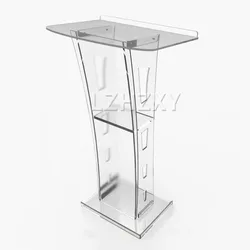 Led Arc Acrylic Podium Church Pulpit Modern Rostrum Award Reception Platform Speaker Bracket Clean Transparent Plexiglass