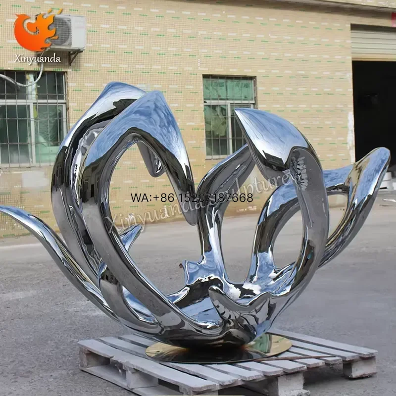 Wmwmnu Customizable Large Abstract Stainless Steel Flower Sculpture Creative Special Shaped Ornament Outdoor Metal Sculpture