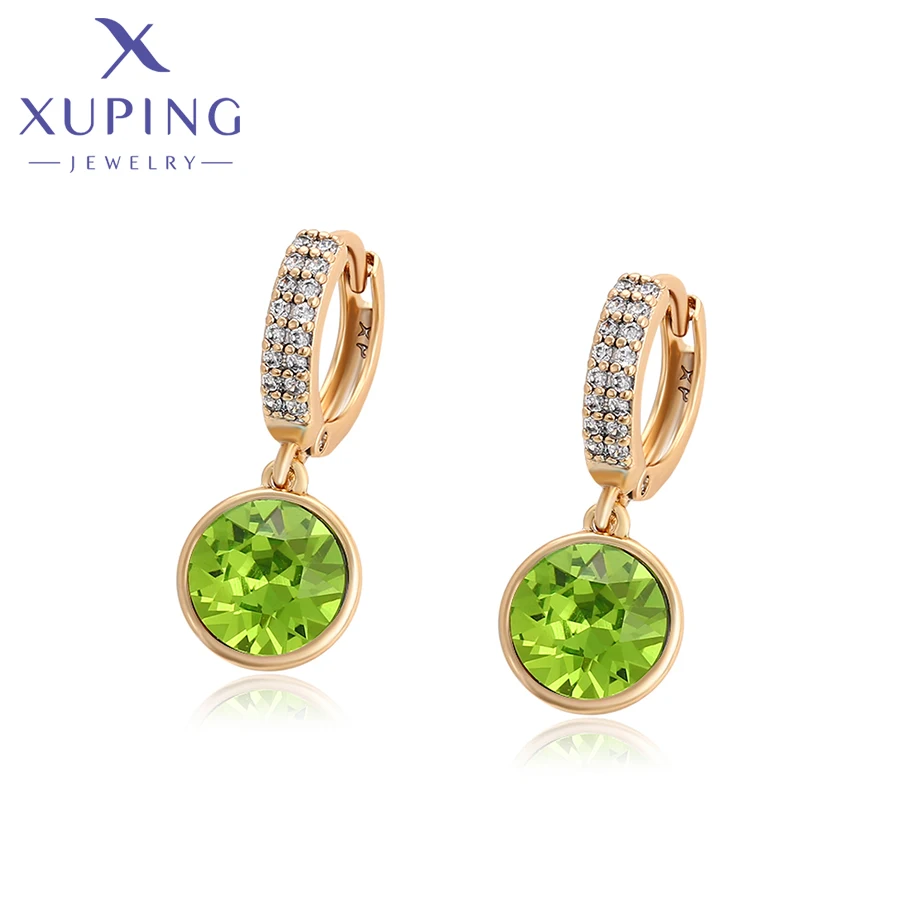 เครื่องประดับ Xuping ใหม่มาถึง Charm รอบคริสตัล Hoop ต่างหูสําหรับสาวปาร์ตี้ของขวัญทองสี X 000938640