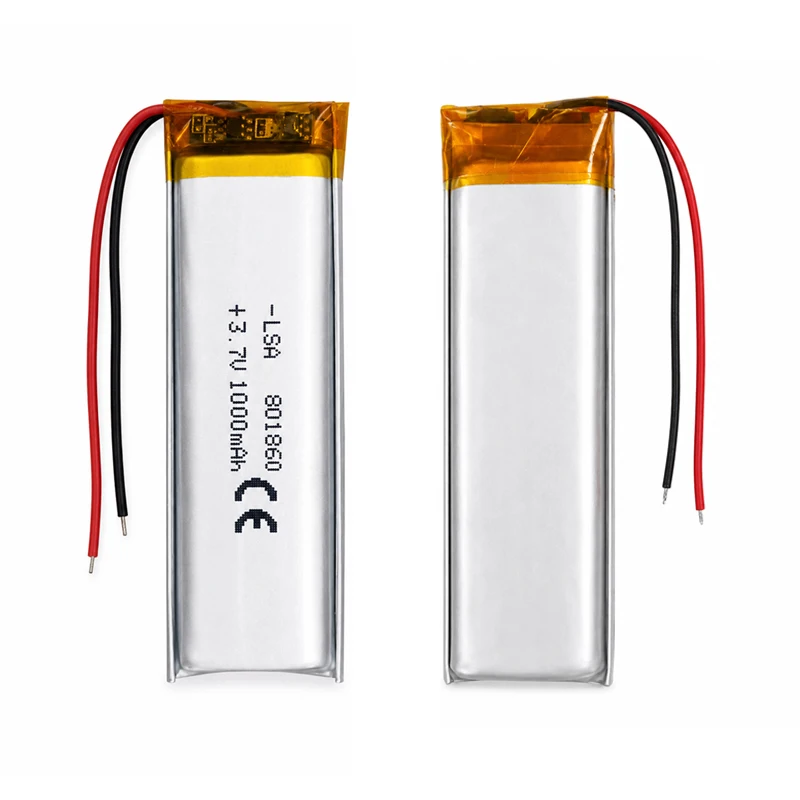 Akumulator litowo-polimerowy 1000mAh 3.7V 801860 do wielokrotnego ładowania, przeznaczony do skanerów, inteligentnych urządzeń noszonych, głośników Bluetooth, oświetlenia LED, zabawek elektronicznych. — 2