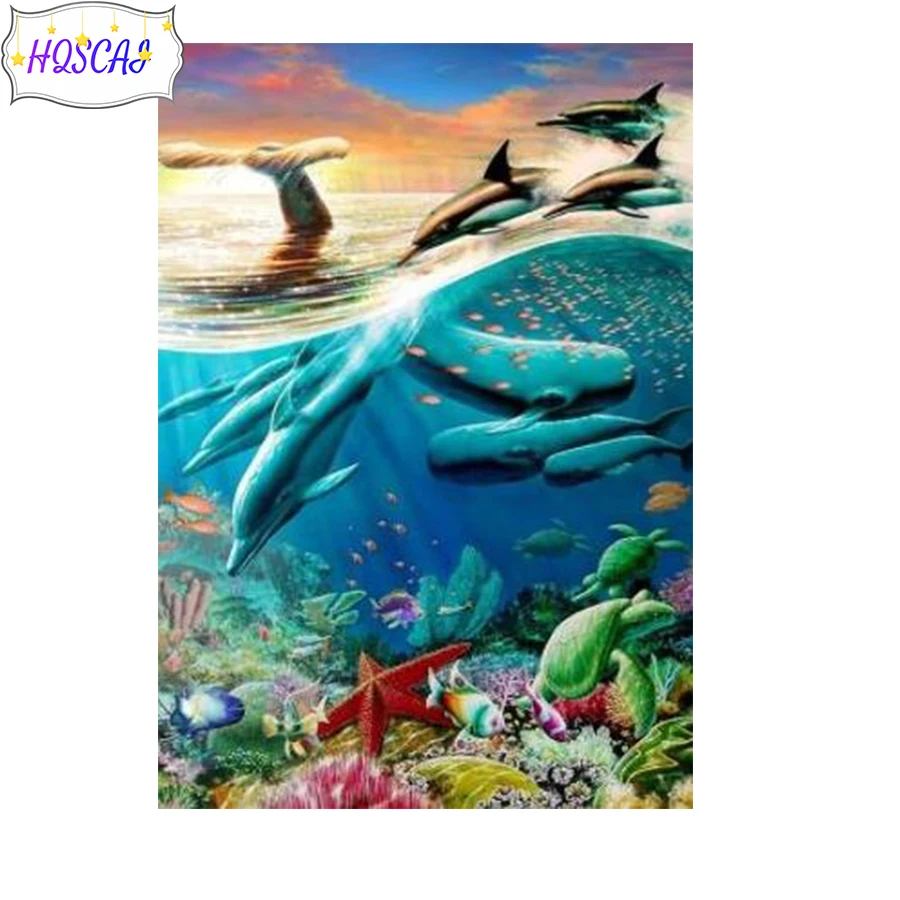 5d DIY Diamond Painting Sea animals Full Square round Diamond Embroidery Rhinestone Cross Stitch Mosaic Home Decor Gift pictures