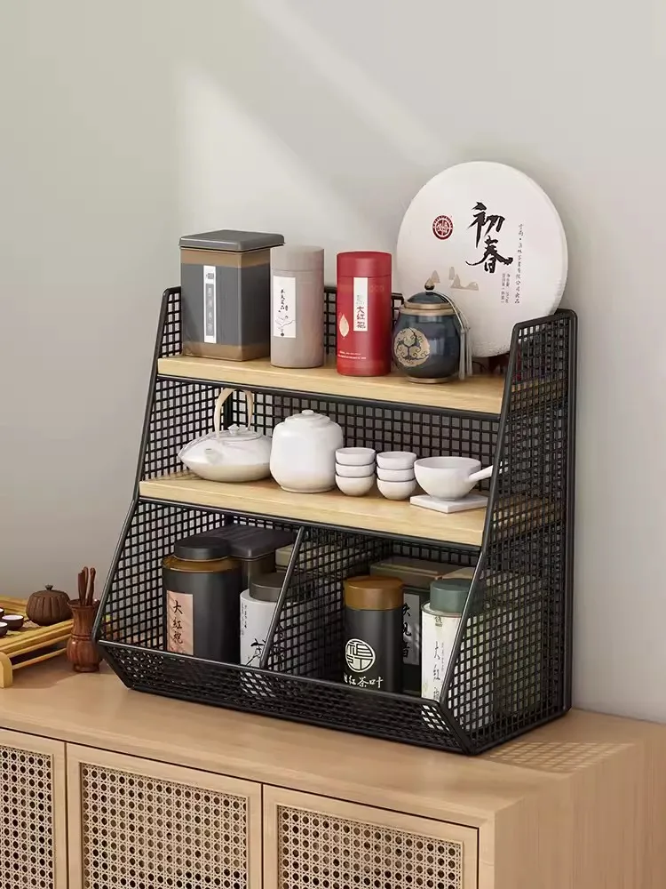 Iron Tabletop Snack Rack, Water Cup Rack, Household Countertop Dining Edge Cabinet, Coffee Cup Rack