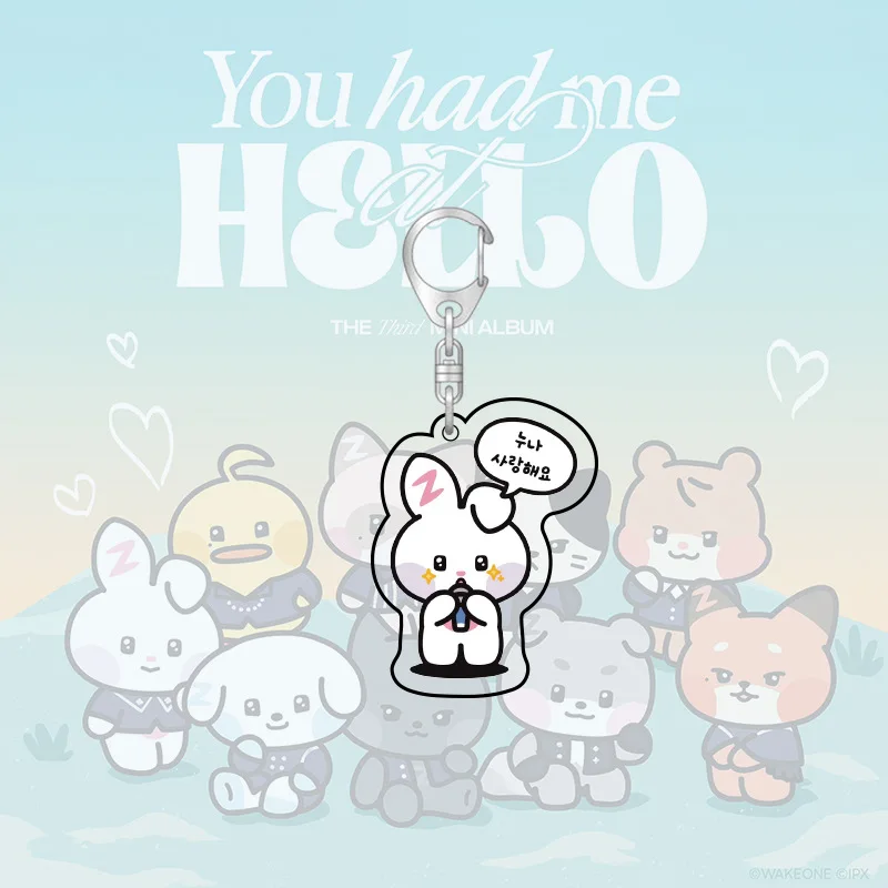 Kpop ZB1 Keychain ZERONI Cartoon Cute Acrylic Pendant 5.5CM Bag Accessories Key Ring ZEROBASEONE ZhangHao KimGyuVin Fans Gift