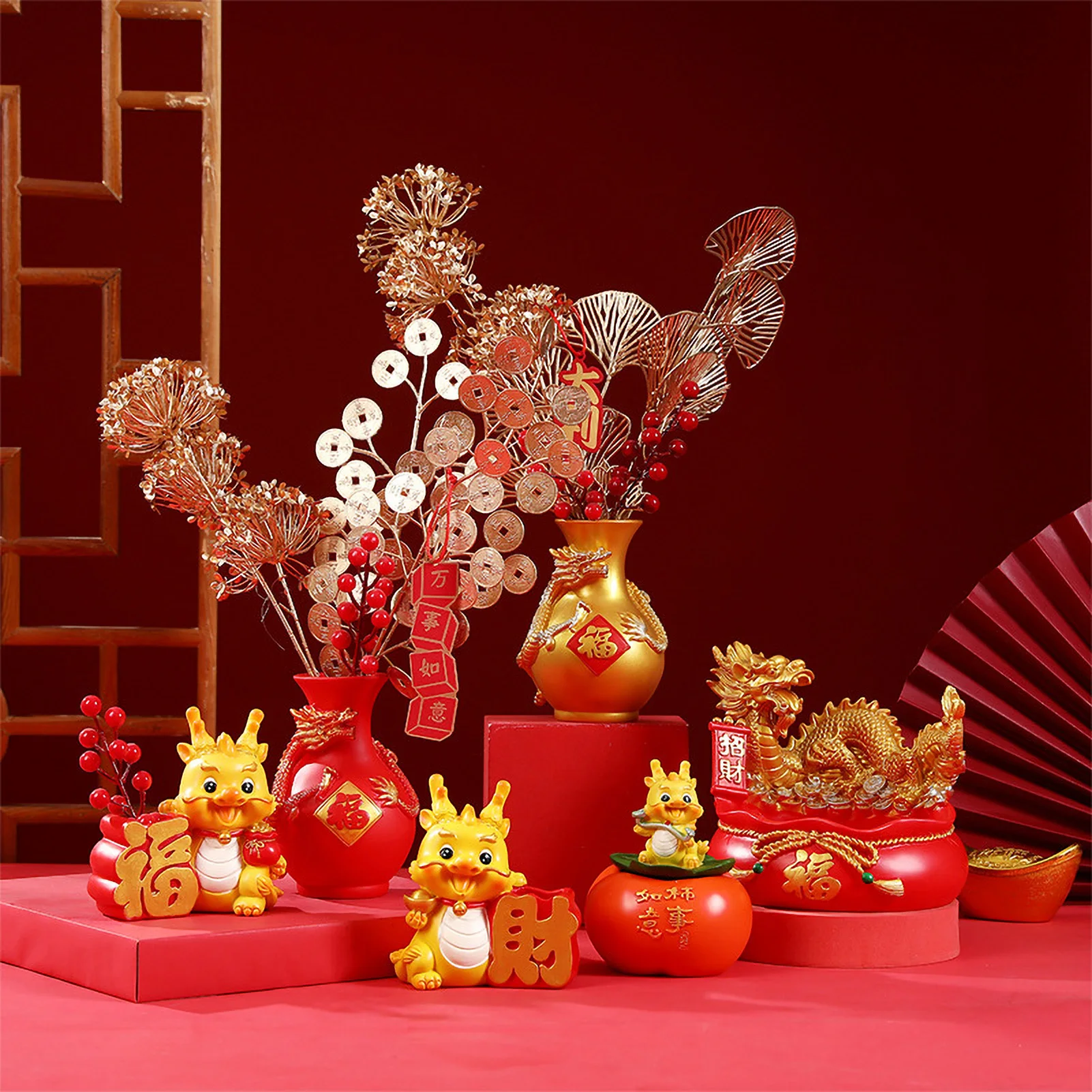 

Chinese New Year Resin Crafts Dragon Year Decoration Ornament Living Room Wine Cabinet Flower Arrangement Porch Key Storage