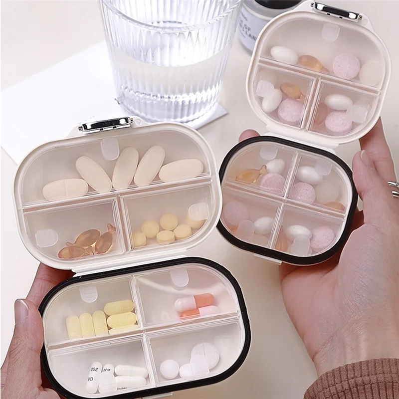 2PCS Portable Daily Pill Box Travel Medication Organizer for Purse Compact Pill Case for Daily and Weekly Travel