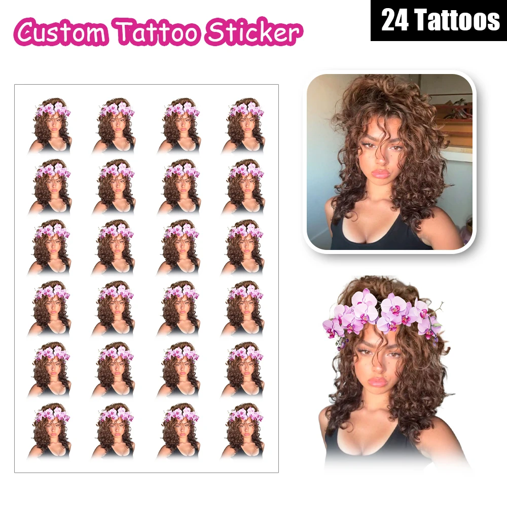 

24 Designs Cute Summer Pink Flowers Wreath Customized Personalized Waterproof Temporary Tattoo Sticker DIY Playful Fake Tatoo