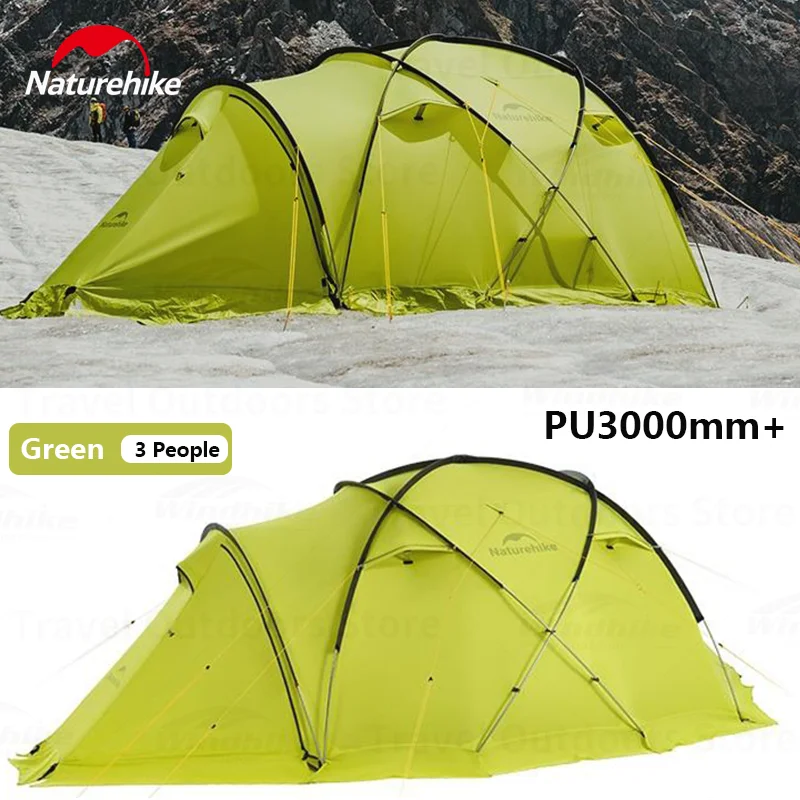 

Naturehike Tunnel Dome Tent Semi geodesic Tent with Snow Skirt Outdoor Camping Hiking Windproof Waterproof 3 Person 4 Seasons