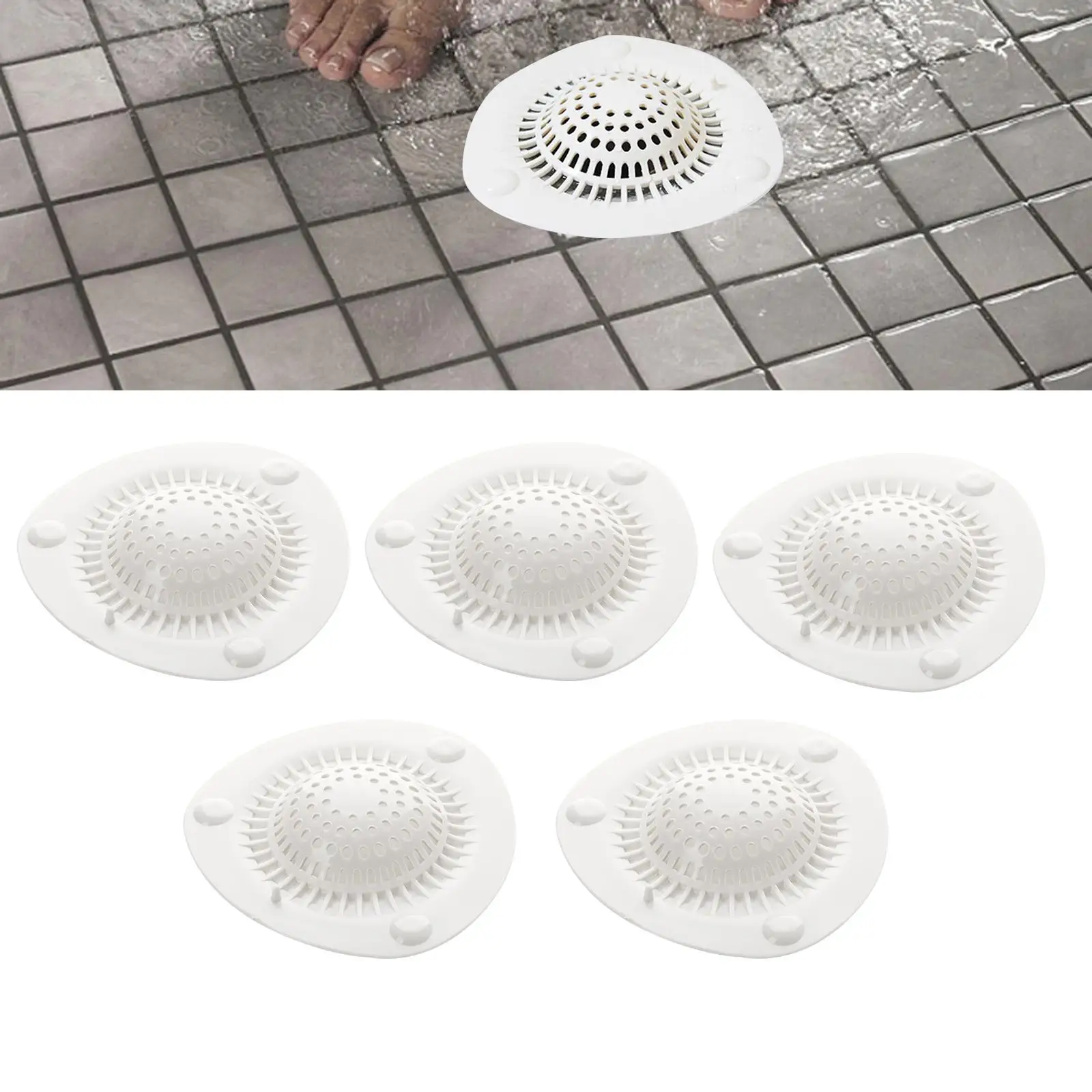 5Pcs Shower Drain Hair Catcher Kitchen Sink Accessories Portable Bath Tub Stoppers for Home Apartment Farmhouse Hotel Dormitory