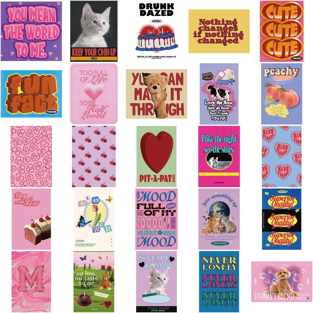 64PCS Retro Pink Girls Waterproof Graffiti Stickers for Helmet Bicycle Hand Account Pencil Case Decals view 3