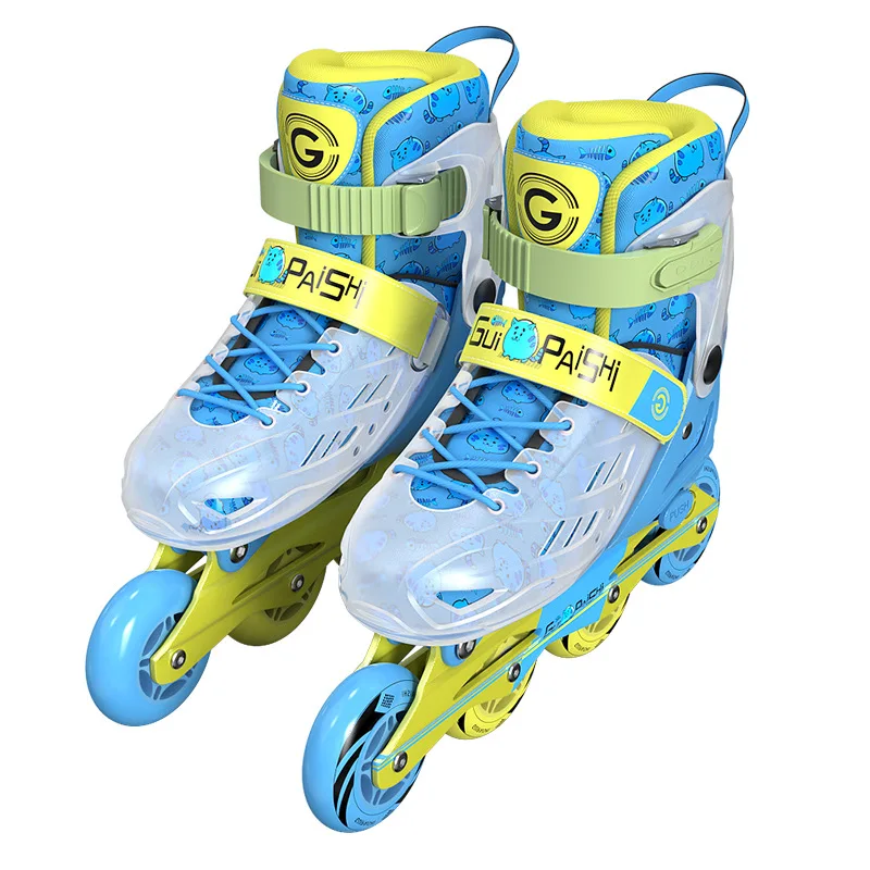 Patines elásticos ajustables de Pu para niños, zapatillas de deporte de Pvc en línea, zapatos de patinaje, 4 Rodas, talla 31, 32, 33-42