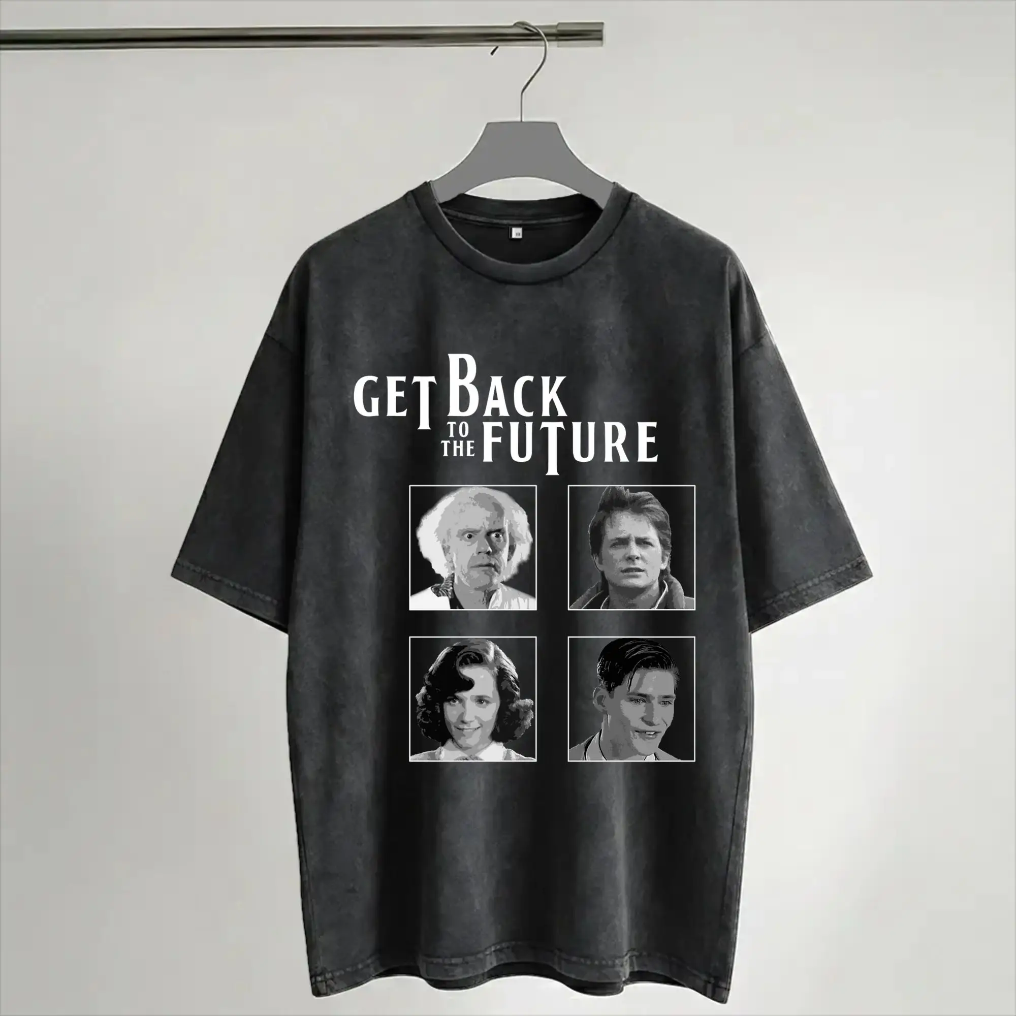 Get Back To The Future  Merch Washed T Shirt for Men Women Streetwear Hip Hop T-Shirts Summer  Tees Short Sleeve