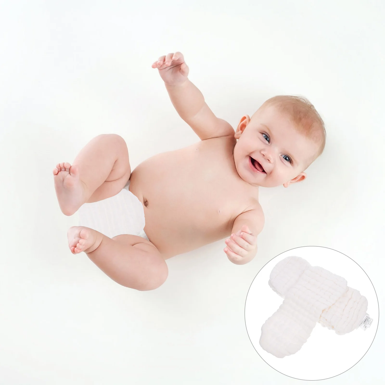 

10pcs Cotton Diapers Liners Newborn Washable Inserts White Lightweight Peanut Shape Cloth Reusable Soft Absorption System