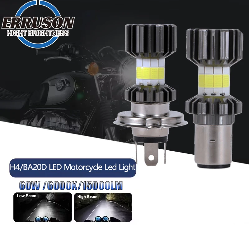 yZ[zErruson 60W 15000LM H4/BA20D LED 8 COB I[goCwbhCgou 6000K nC/[r[Cg