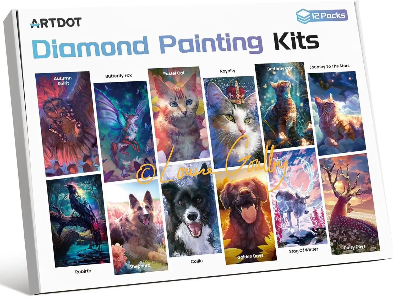 

ARTDOT 12 Pack 5D DIY Diamond Art Kits for Adults, Licensed Diamond Painting Kits with Accessories and Tools for Home Wall