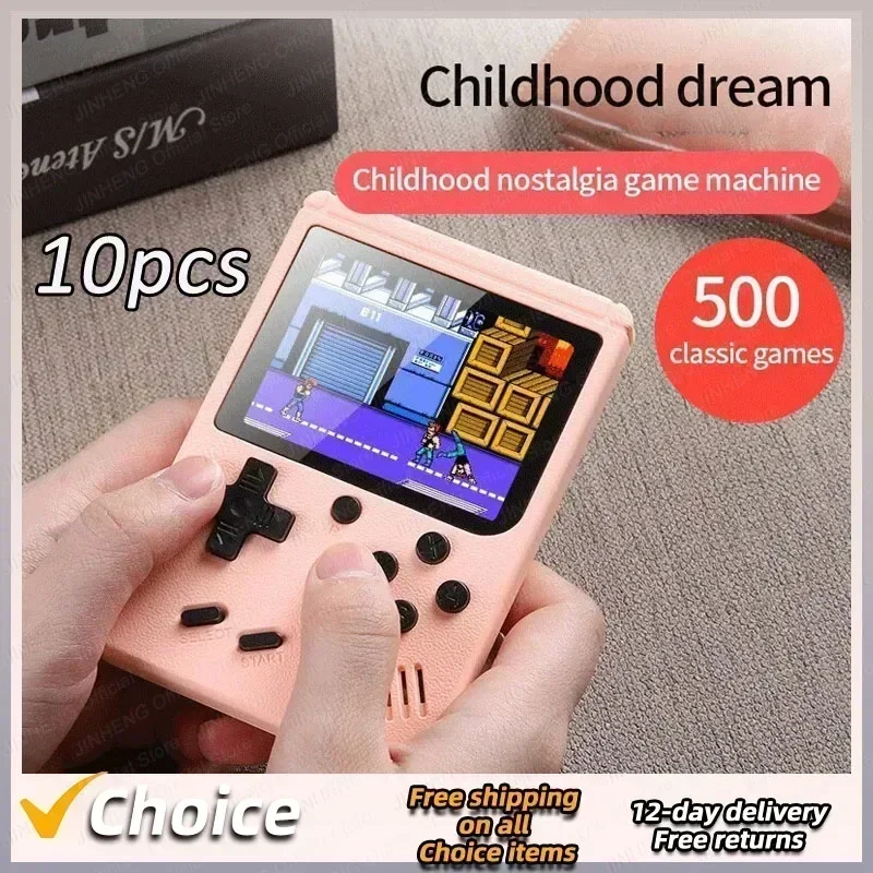 10Pcs Retro Portable Mini Handheld Video Game Console 8 Bit 3.0 Inch Color LCD Kids Color Game Player Built in 500 Games