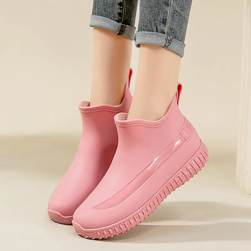 

Waterproof Fce Lined Rain Boots Women's Anti-slip Student Faion Summer Adult Water oes Rain Boots Winter Casual Comfor...