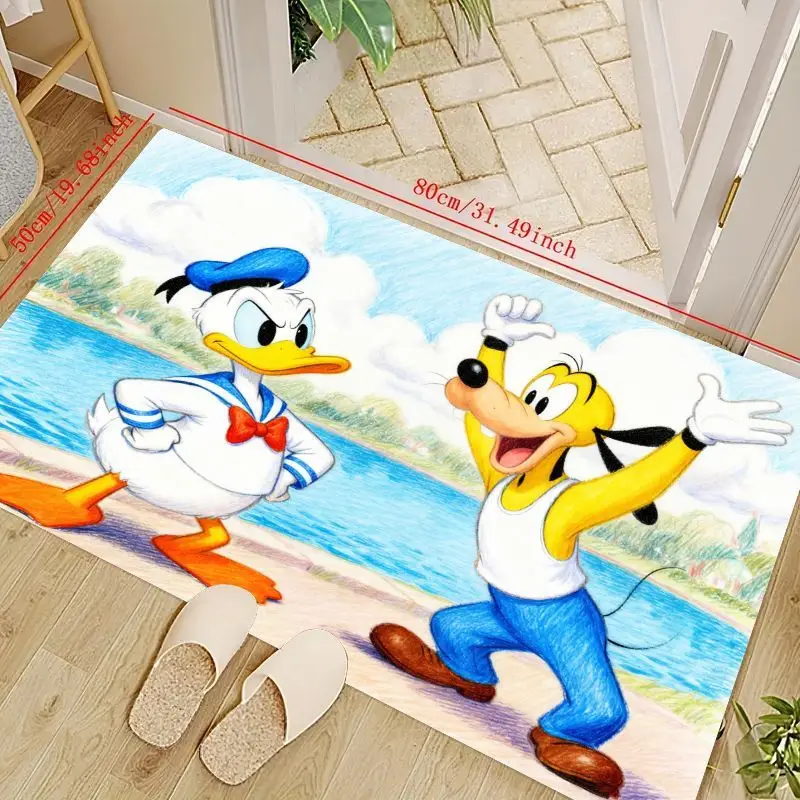 

1 шт., напольный коврик с героями мультфильмов Диснея «Дональд Дак и Гуфи», нескользящий мягкий моющийся декоративный коврик для гостиной, спальни