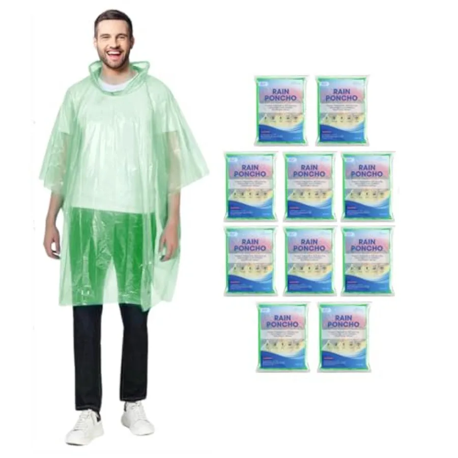 Compact and Disposable Rain Ponchos for Adults