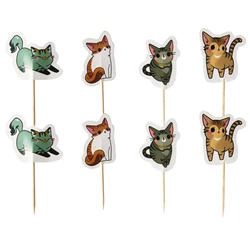 24pcs/lot Cake Decorations Cake Topper Cat Theme Kids Girls Birthday Party Supplies Baby Shower Gift Cupcake Picks