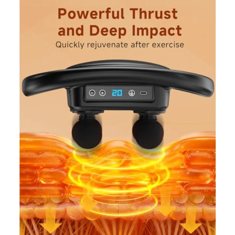 مسدس تدليك للأنسجة العميقة 6 مدلك عضلات الرأس لتخفيف آلام الظهر أداة علاج قرع محمولة مع 9 مستويات سرعة