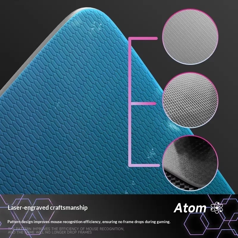 ATOM Glass Mousepad Both Smoothness And Speed Mouse Pad Laser Engraving Forge Dirt Tolerance For APEX Valorant Pc Accessories