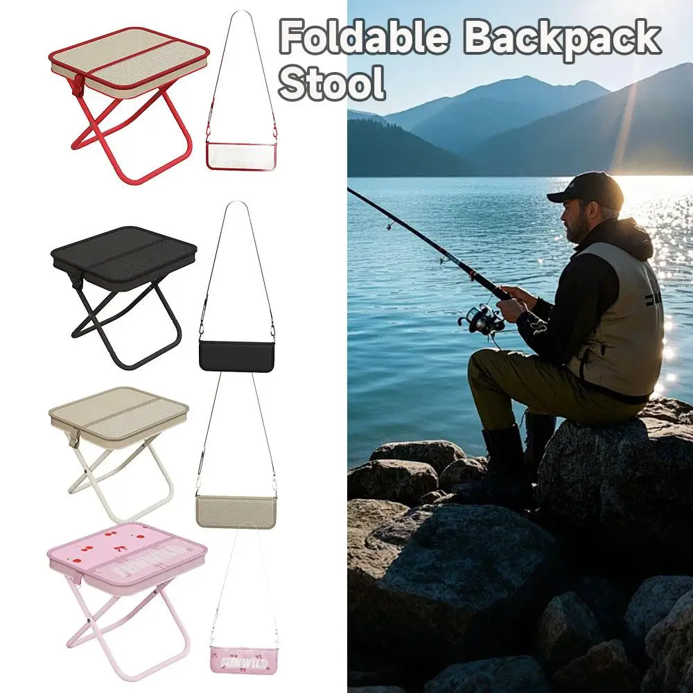 

Outdoor Foldable Backpack Stool Portable Fishing Chair 150kg Load-bearing Lightweight Camping Seat With Shoulder Strap Tool