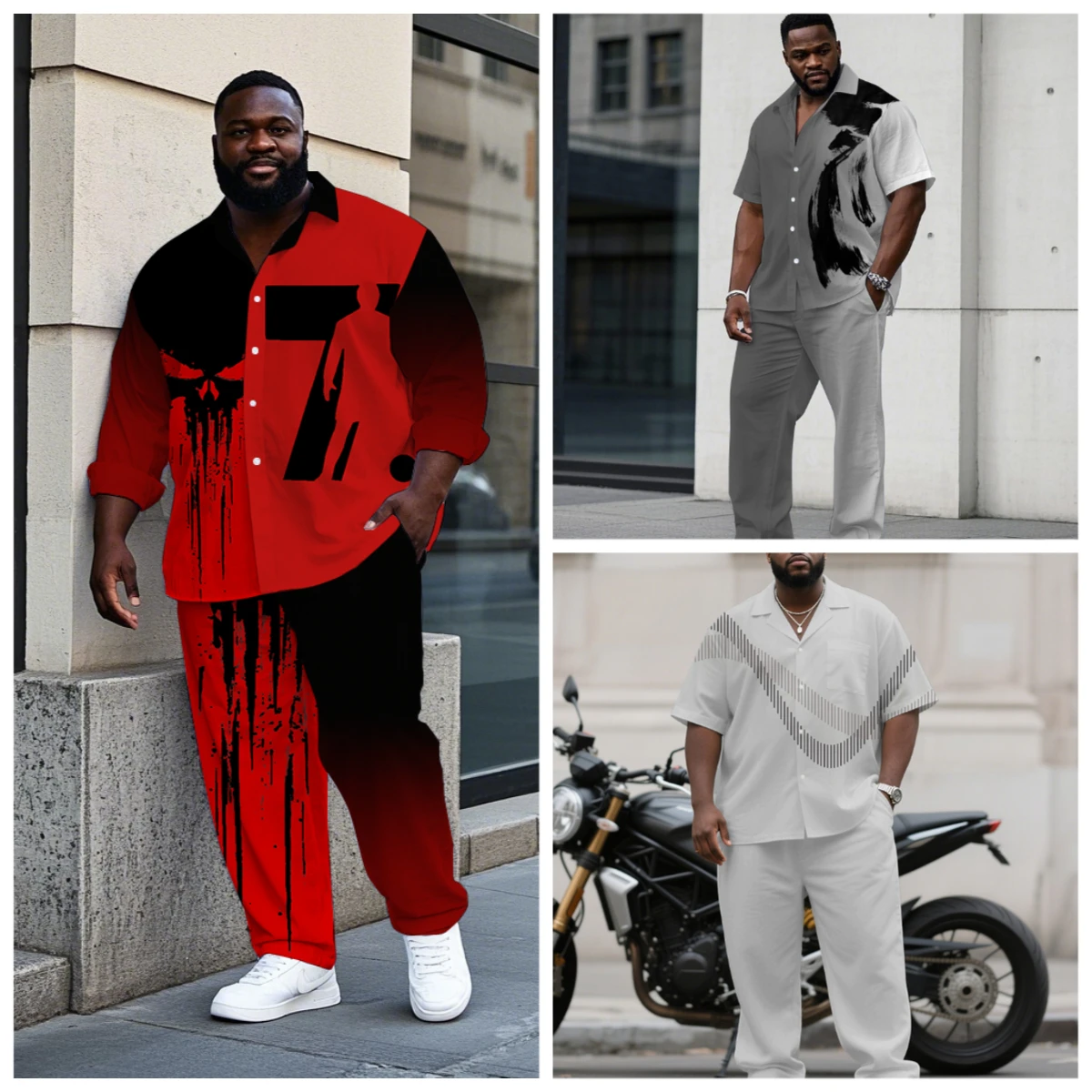 

S-9XL Men's Streetwear Graffiti & Abstract Line Print Shirt & Pants Set Multi-Design Casual 2-Piece Summer Outfit